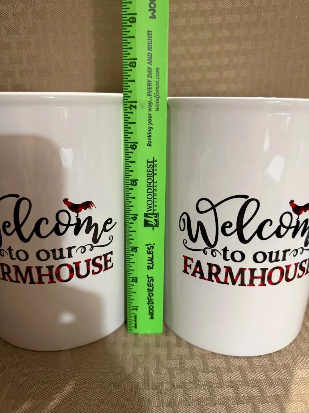 Welcome to Our Farmhouse Ceramic Utensil Crock - White with Red Accent- set of 2